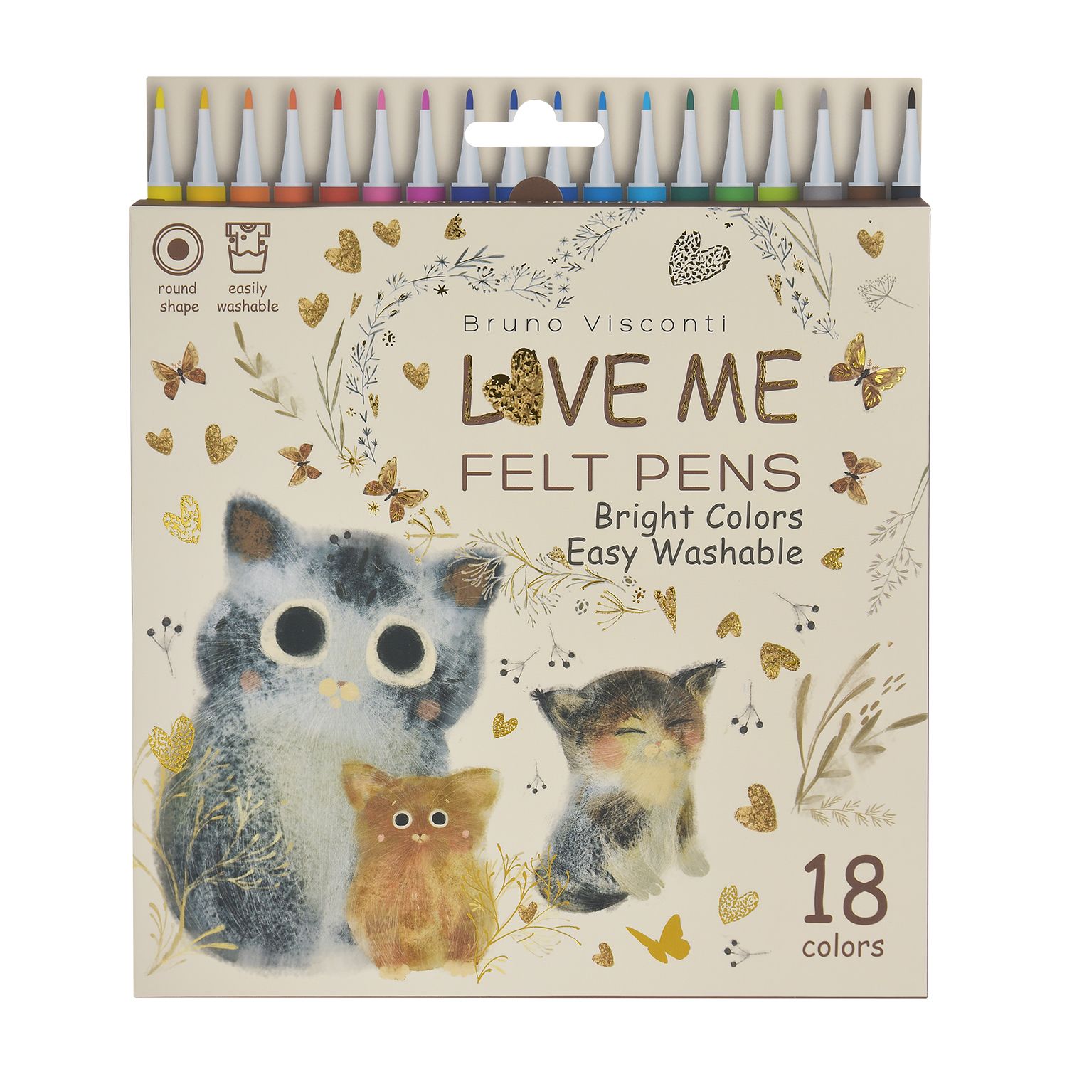 Фломастеры 18 цв LOVE ME. Котики.Счастье