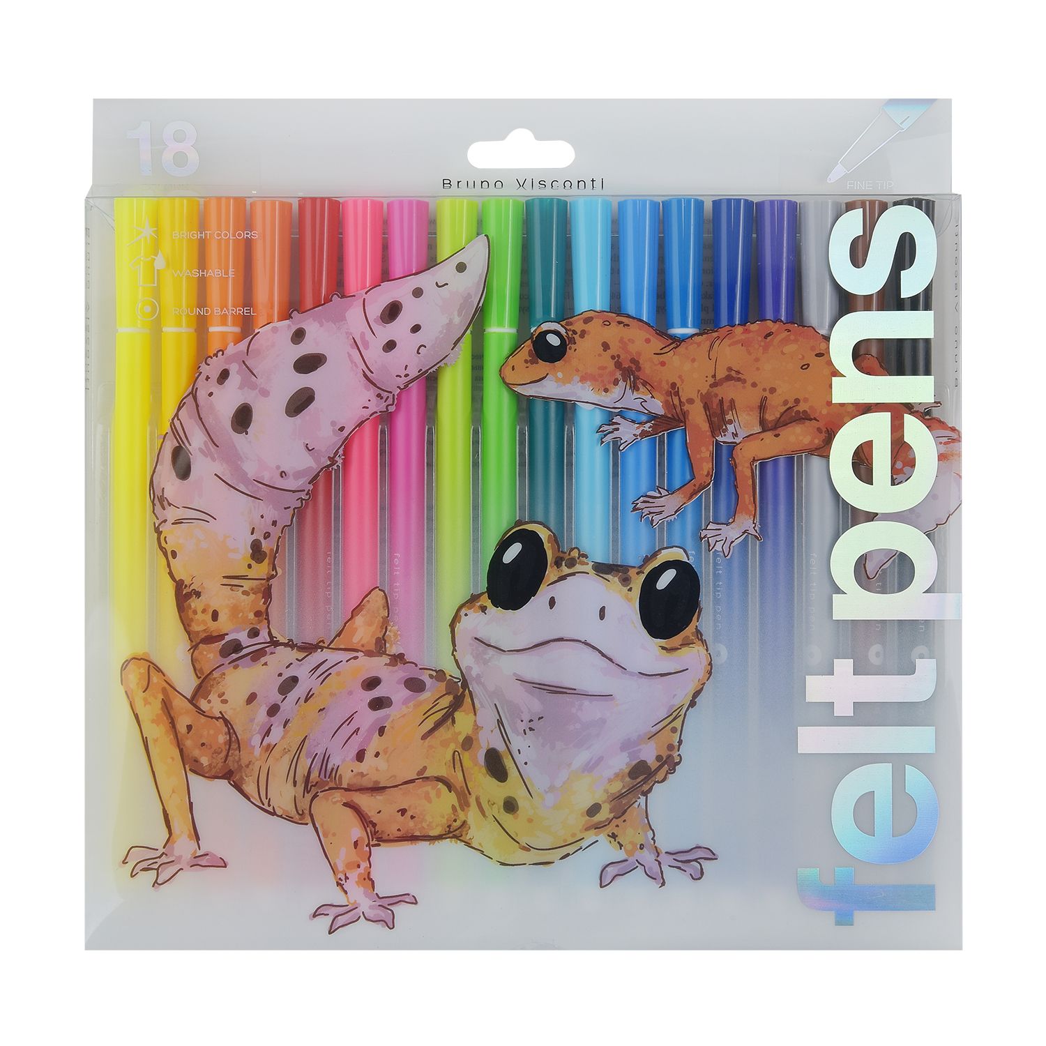 Фломастеры 18 цв BV CUTE FRIENDS. Геккончик