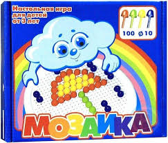 Игра Мозаика 100 фишек d=10мм (синяя, облако, радуга)