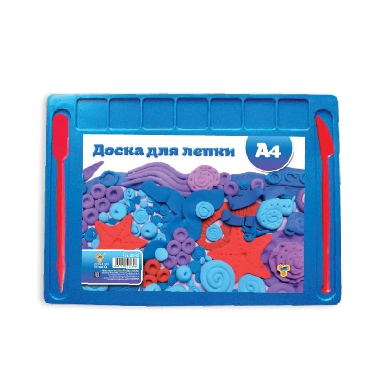 Доска д/пластилина А4 + 2 стека цветн