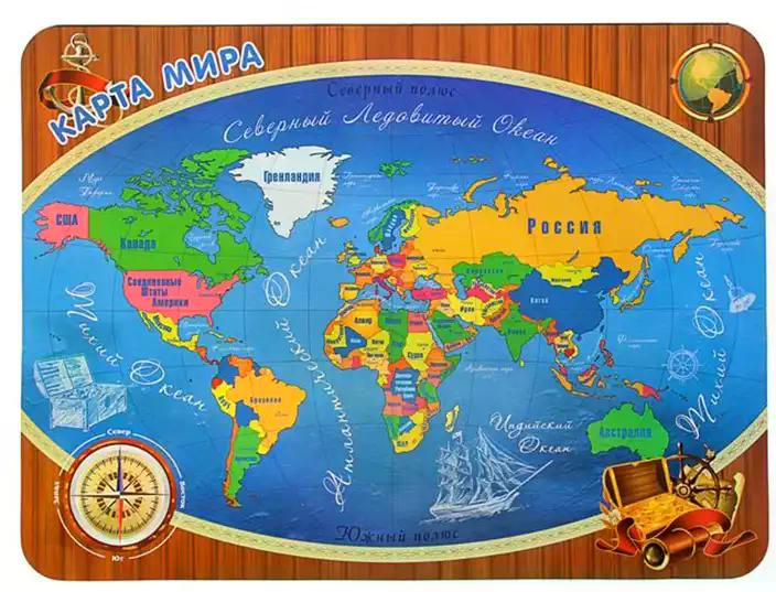 Коврик настольный детский 43*32 Карта мира