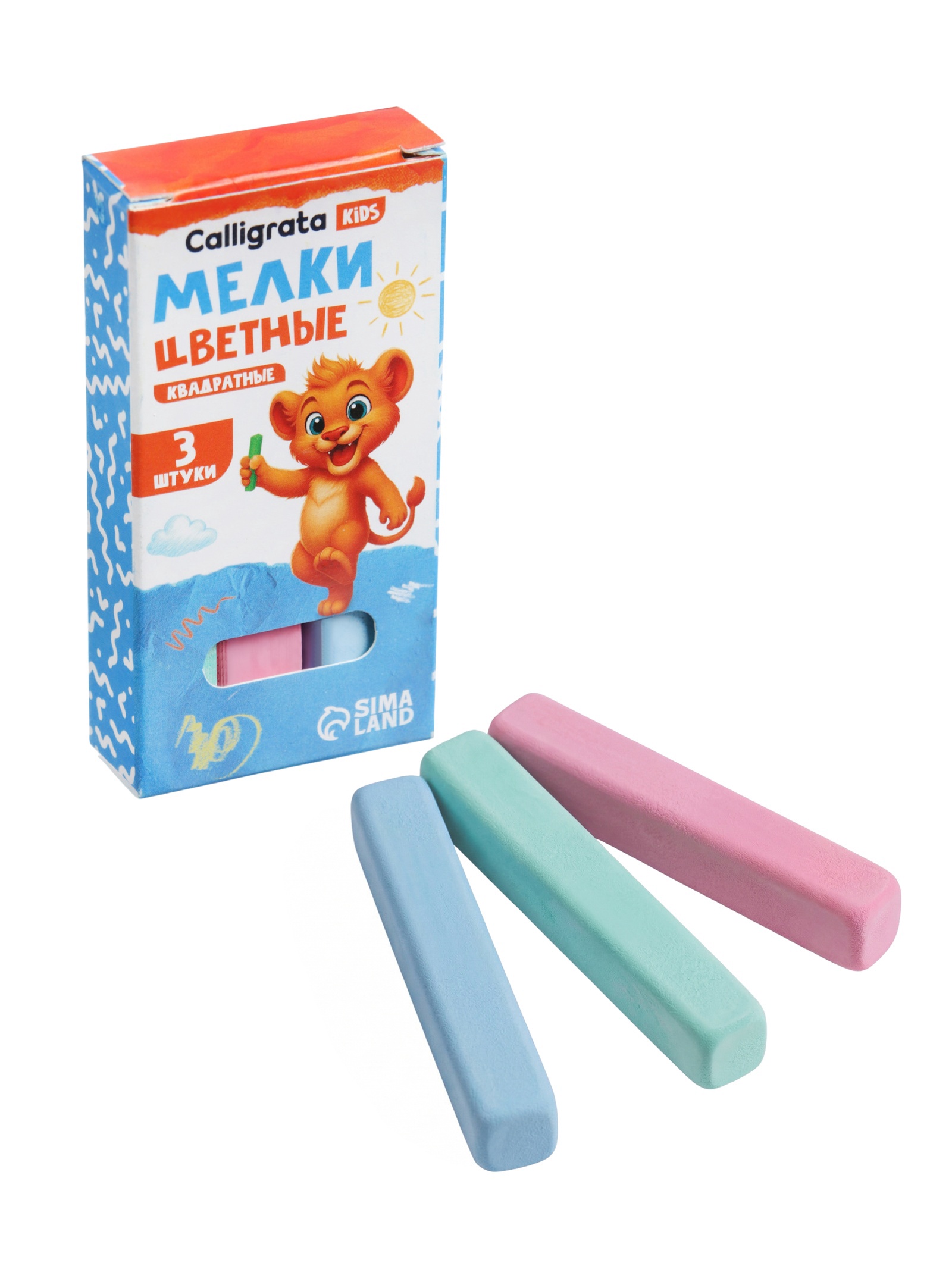 Мелки цветные 3 шт Calligrata квадратные