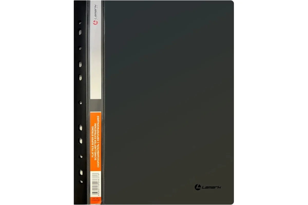 Папка-скоросшиватель верх прозрачный с перф черная 0.35мм