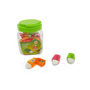 Ластик + точилка 1отв Keyroad Twist с контейнером