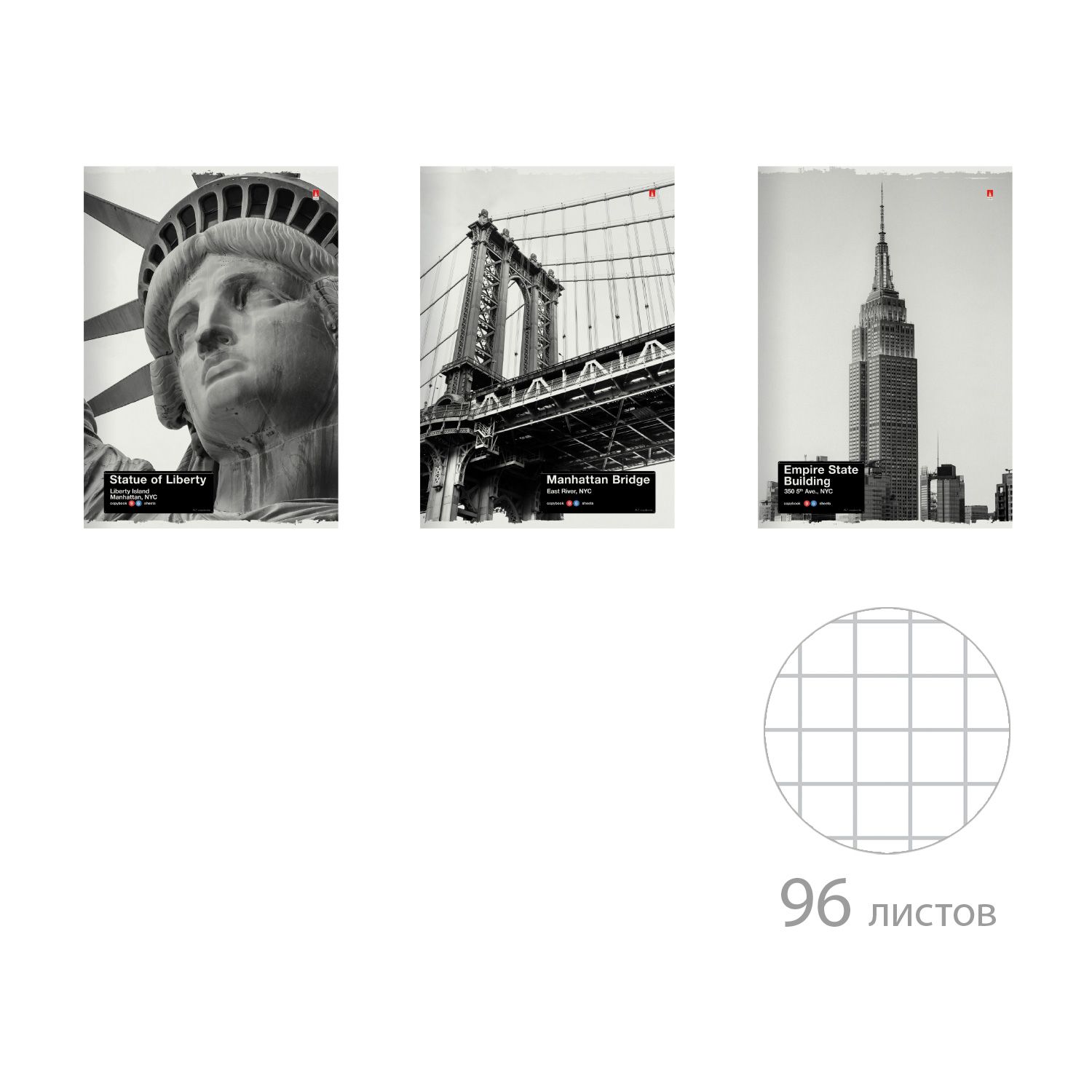 Тетрадь А4 96л кл NY-NY 3 вида