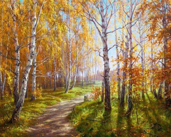 Творч Картина по номерам 40*50 Осенние березы