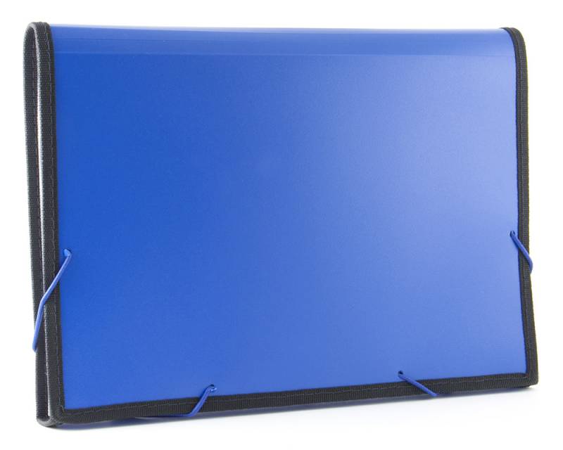 Папка на резинках А4 13отд Бюрократ 0,7мм синяя с окантовкой