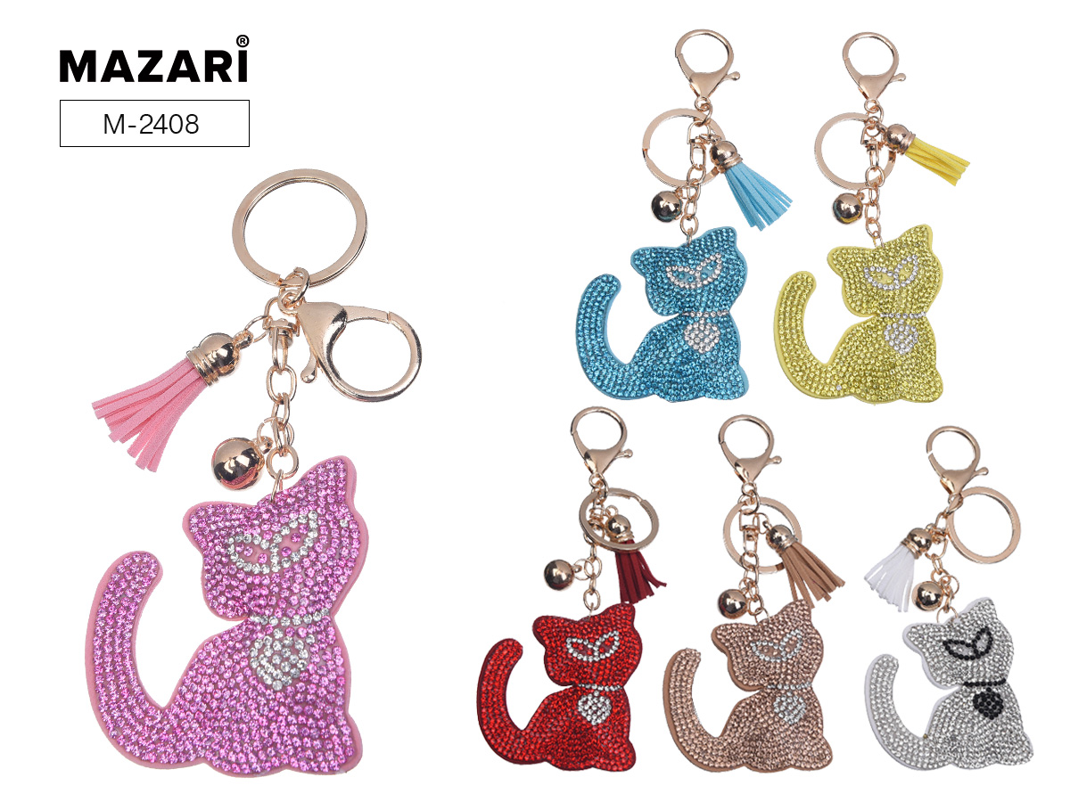 Сувенир Брелок Mazari Cat со стразами 6 цветов