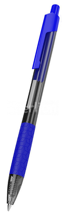 Ручка шариковая синяя Deli 0,7мм авт манжета прозр/синий