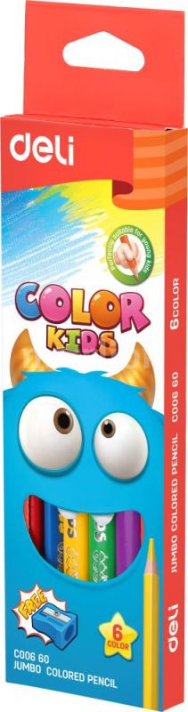 Карандаши цветные 6 цв Deli Color kids Jumbo трехгран
