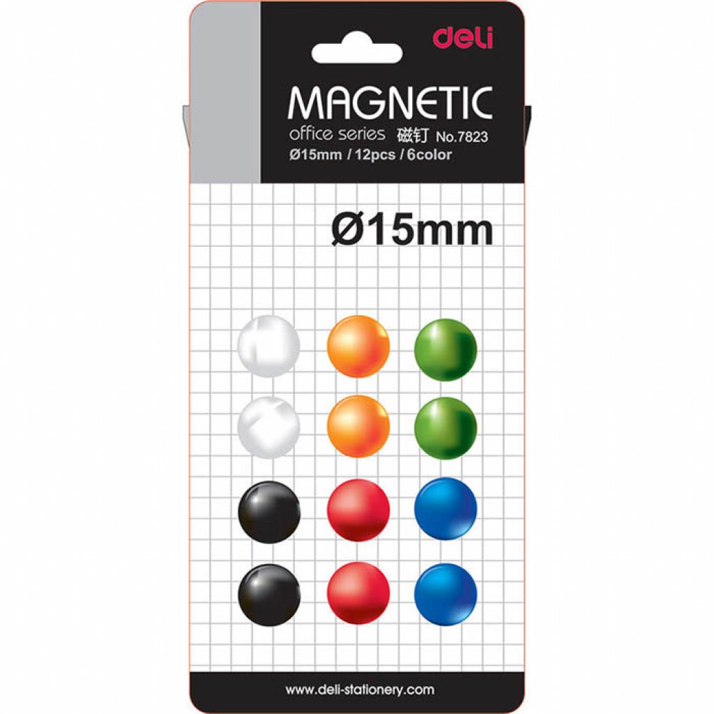 Магниты 1,5см 12шт круглые ассорти