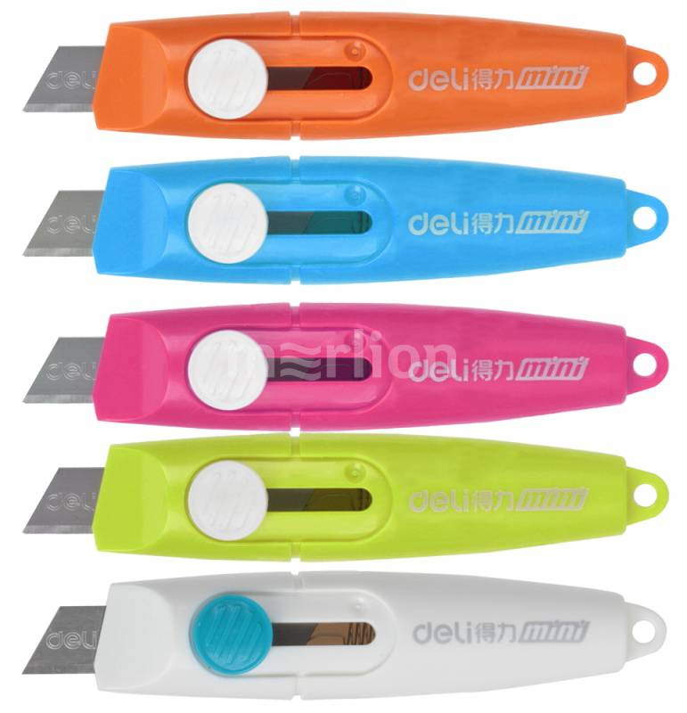 Нож 9мм Deli Vivid Mini фиксатор сталь ассорти блистер