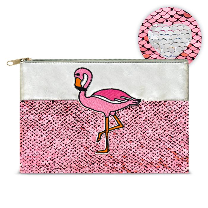 Папка на молнии А5 с рис Фламинго