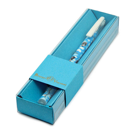 Ручка подар шар BV HappyWrite синяя 0,5мм  Пингвины принт футляр