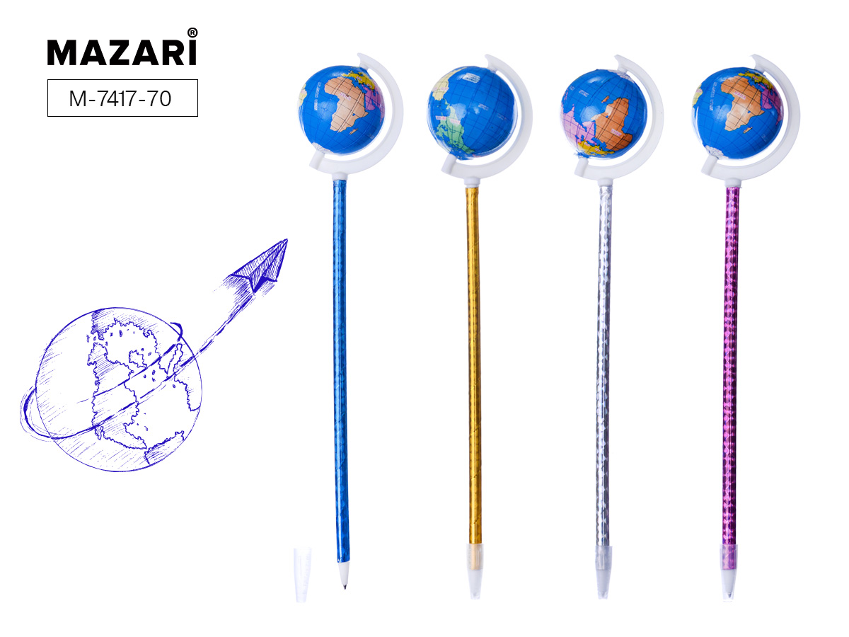 Ручка шариковая синяя сув Mazari Globen Глобус 0.7мм