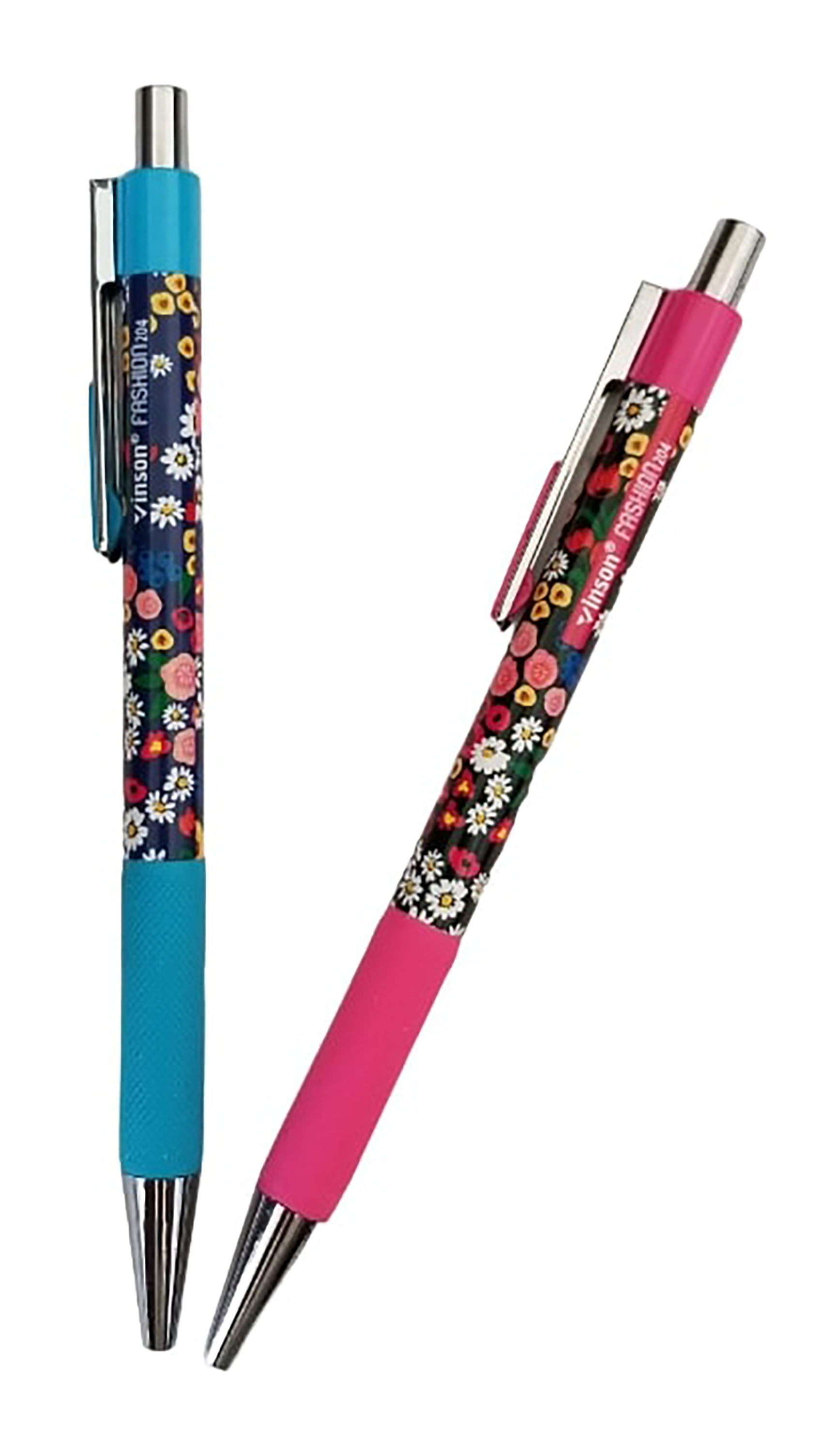 Ручка шариковая синяя VINSON SMOOTH WRITING 204 Flower garden 0,7мм игольч. автомат