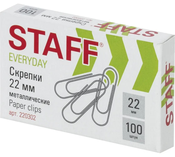Скрепки 22мм 100шт Staff Everyday мет к/к