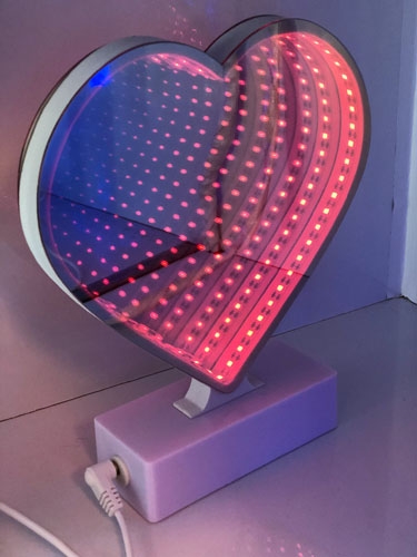 Сувенир Зеркальный светильник 3D Сердце красный свет