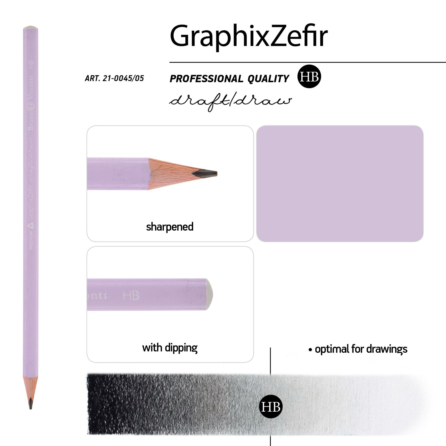 Карандаш ч/гр HB BV Graphix Zefir лавандовый б/ластика