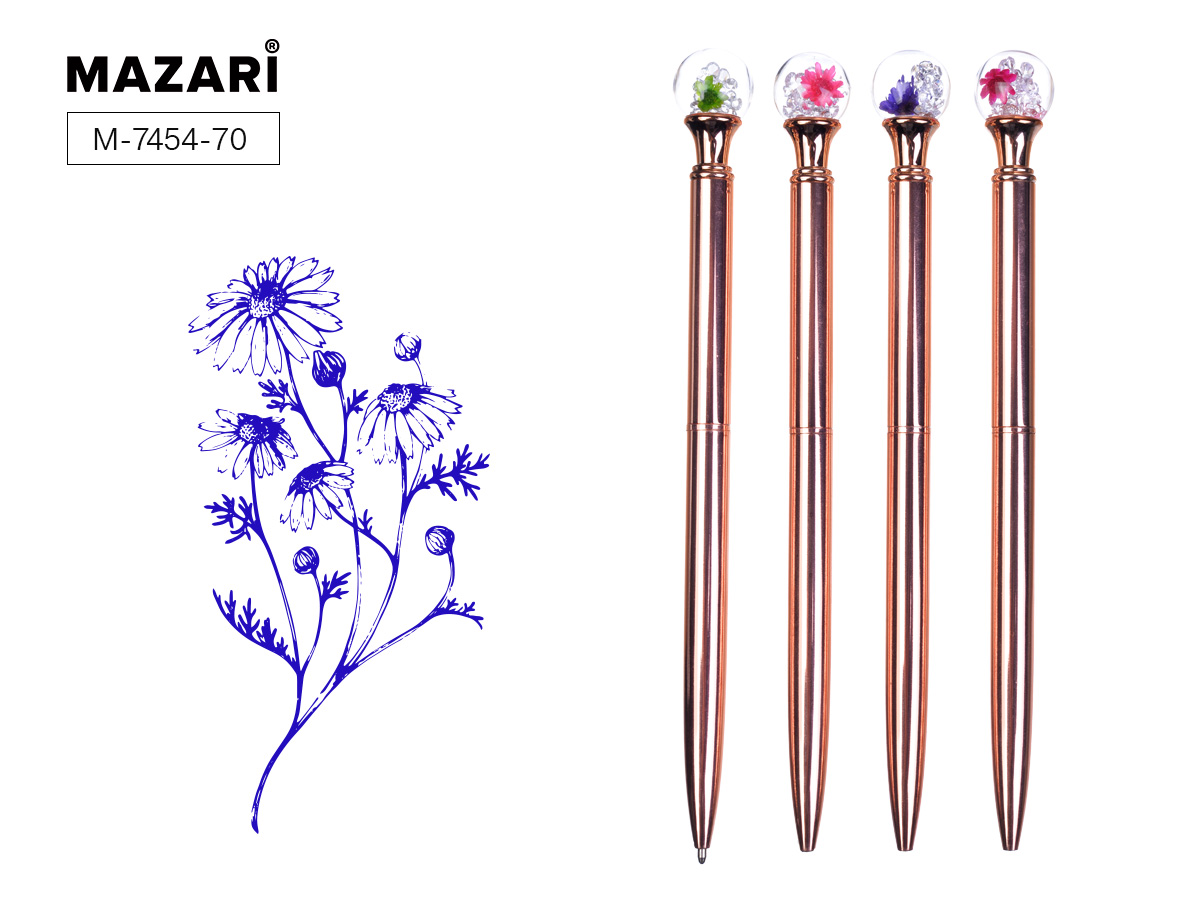 Ручка подар шар Mazari синяя авт Floral 0.7мм
