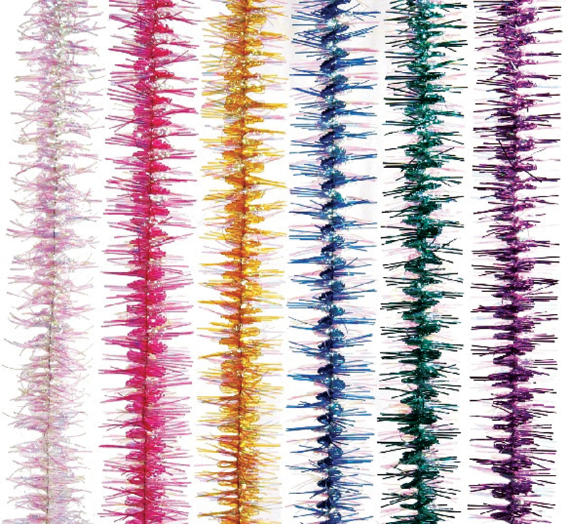 НГ Гирлянда мишура 200см Каз Ком d=50мм Ассорти неон №21