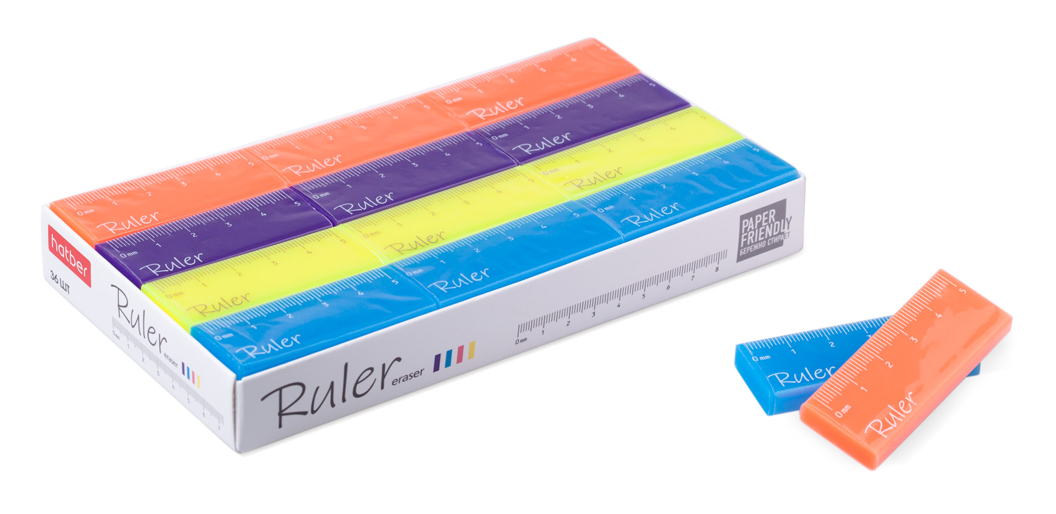 Ластик Hatber Ruler прямоугольн. цветной