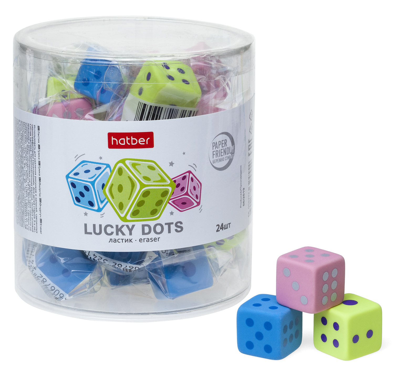 Ластик сув Hatber Lucky dots кубик , Хатбер 2020г. 41,50р.