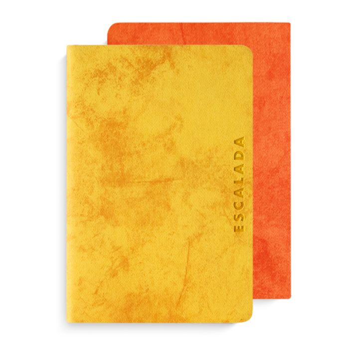 Зап. книжка А6 Escalada Джинс Делавэ желтый+ оранжевый кожзам