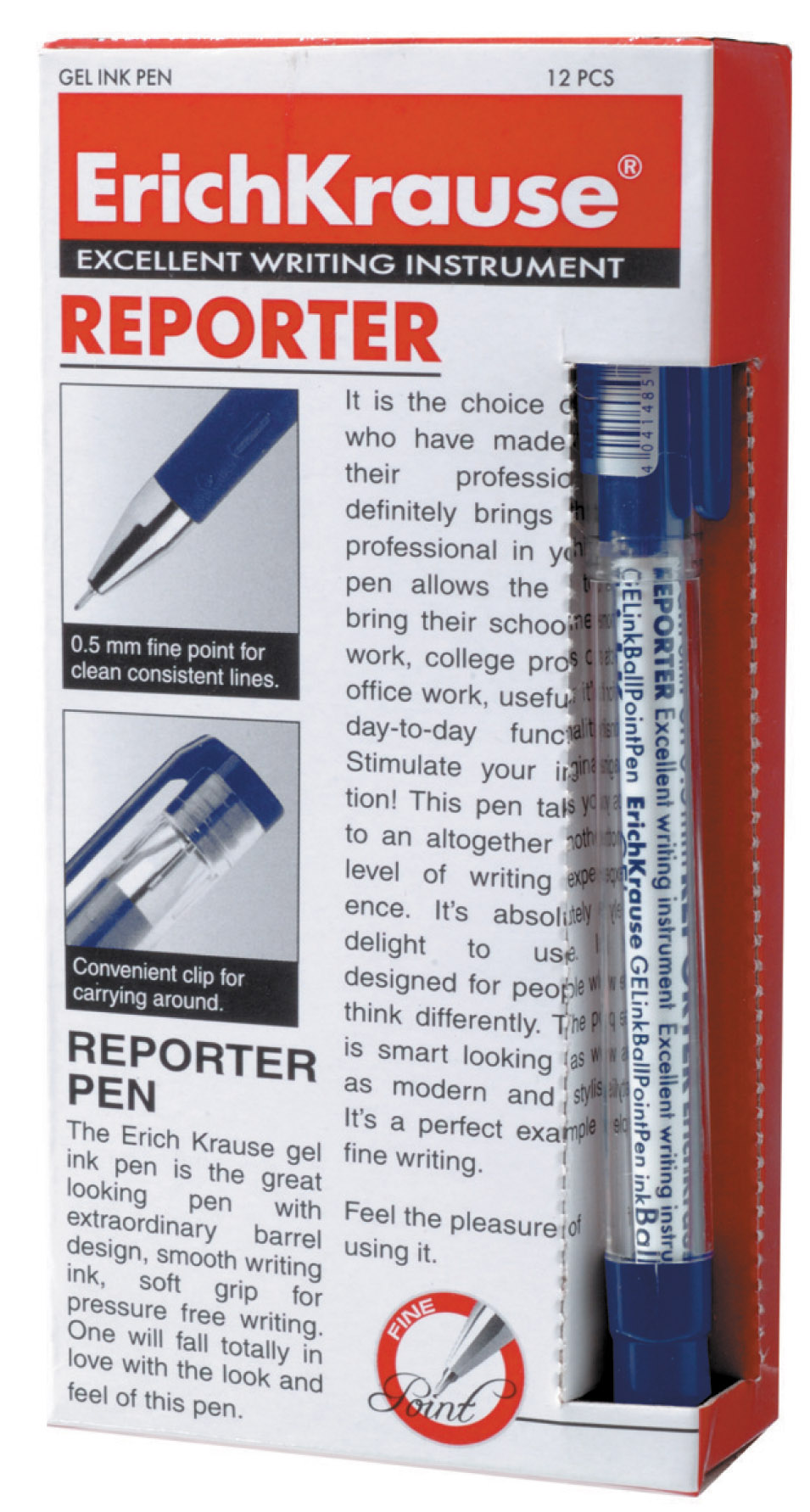 Ручка гелевая синяя EK Reporter