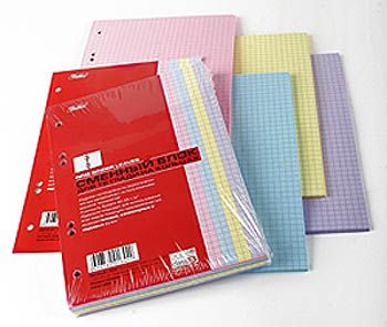 Блок сменный для тетради А5 200л клетка цветной 4цв