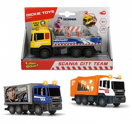 Машина Городская техника Scania кабина die-cast 17см