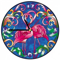 Картина Витраж Часы Фламинго на закате d=30см