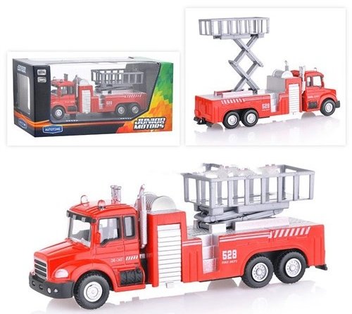 Машина LIFT FIRE TRUCK Пожарная, с подъемником 1:48