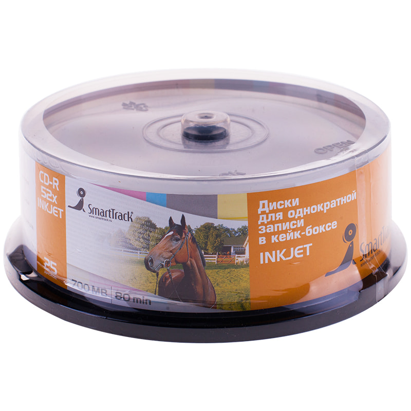 Диск CD-R SMART TRACK 80min 700MB 52x Cake box Printable
