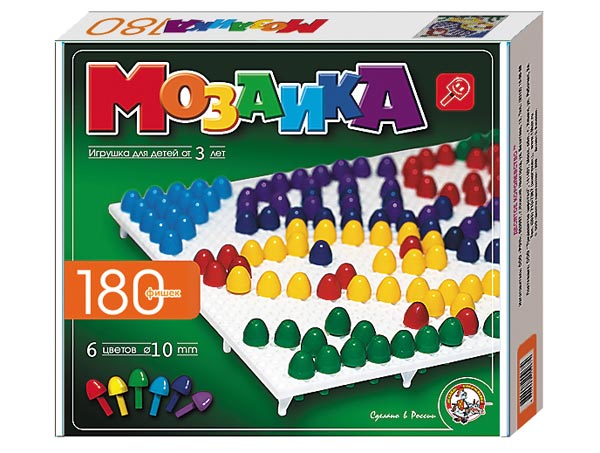 Игра Мозаика 180 фишек (6 цв, 10мм)