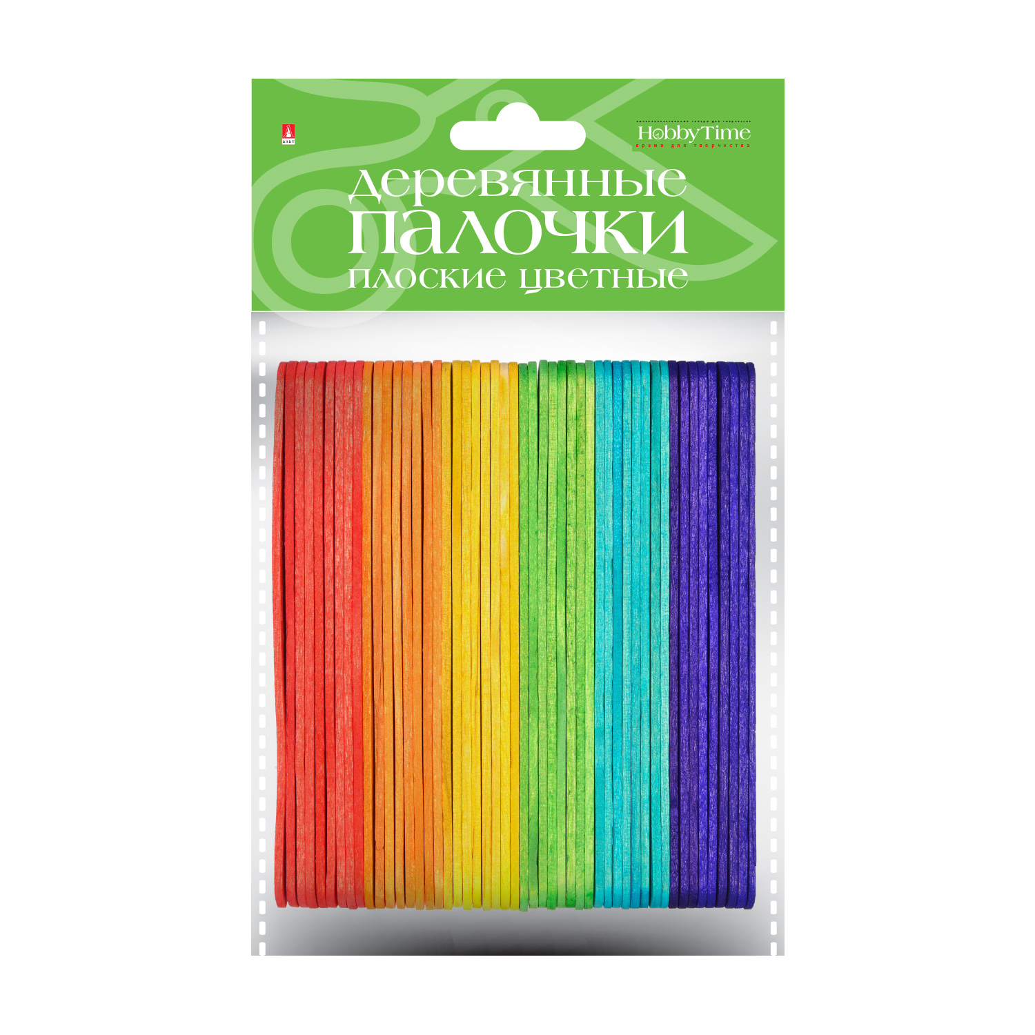 Заготовка дерево Палочки плоские цветные 12,5см 50шт