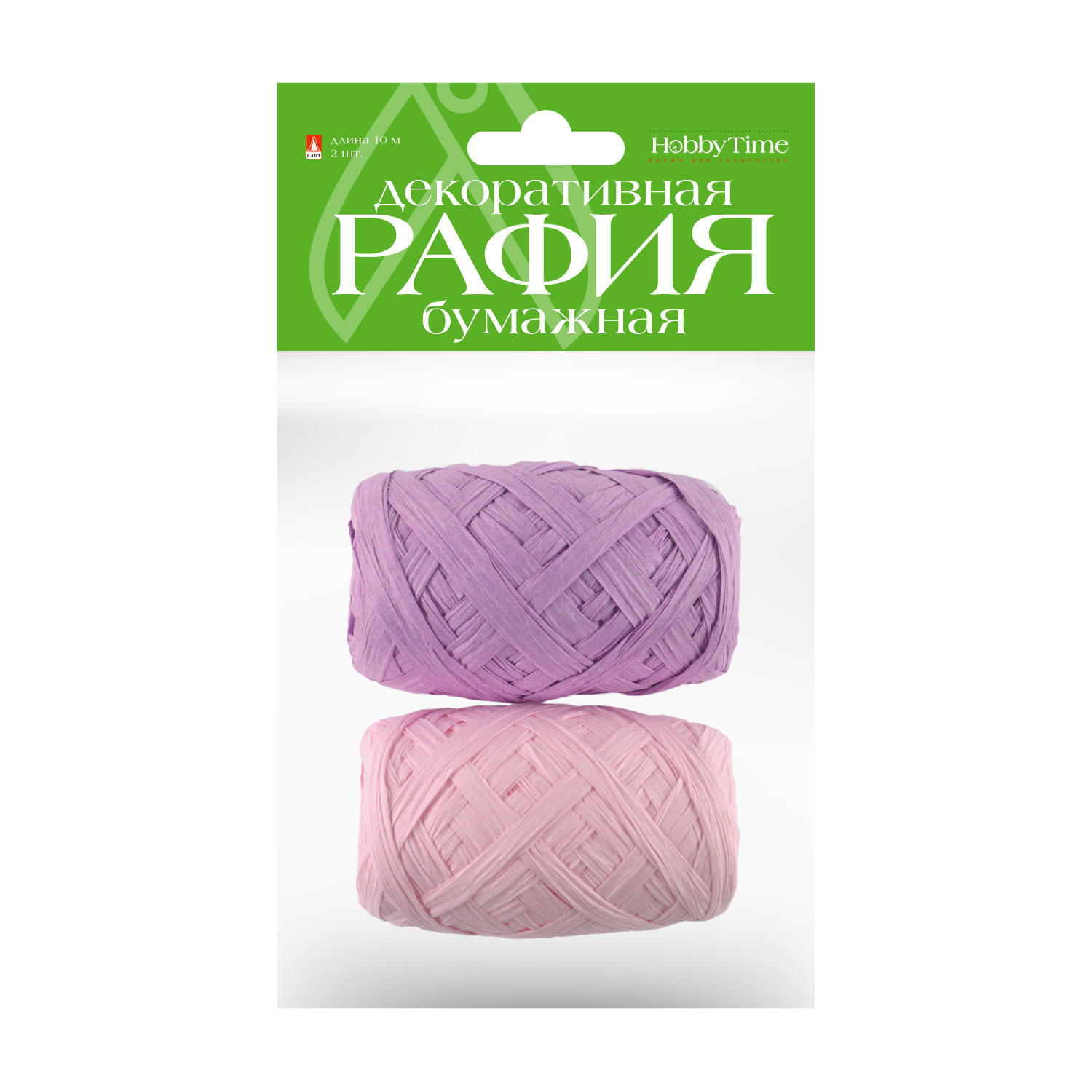 Творч Рафия для декора бум 10м 2цв розовый/ фиолетовый