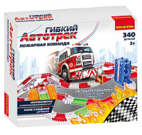 Набор Автотрек гибкий Пожарная команда 340 дет. + светящ. машинка
