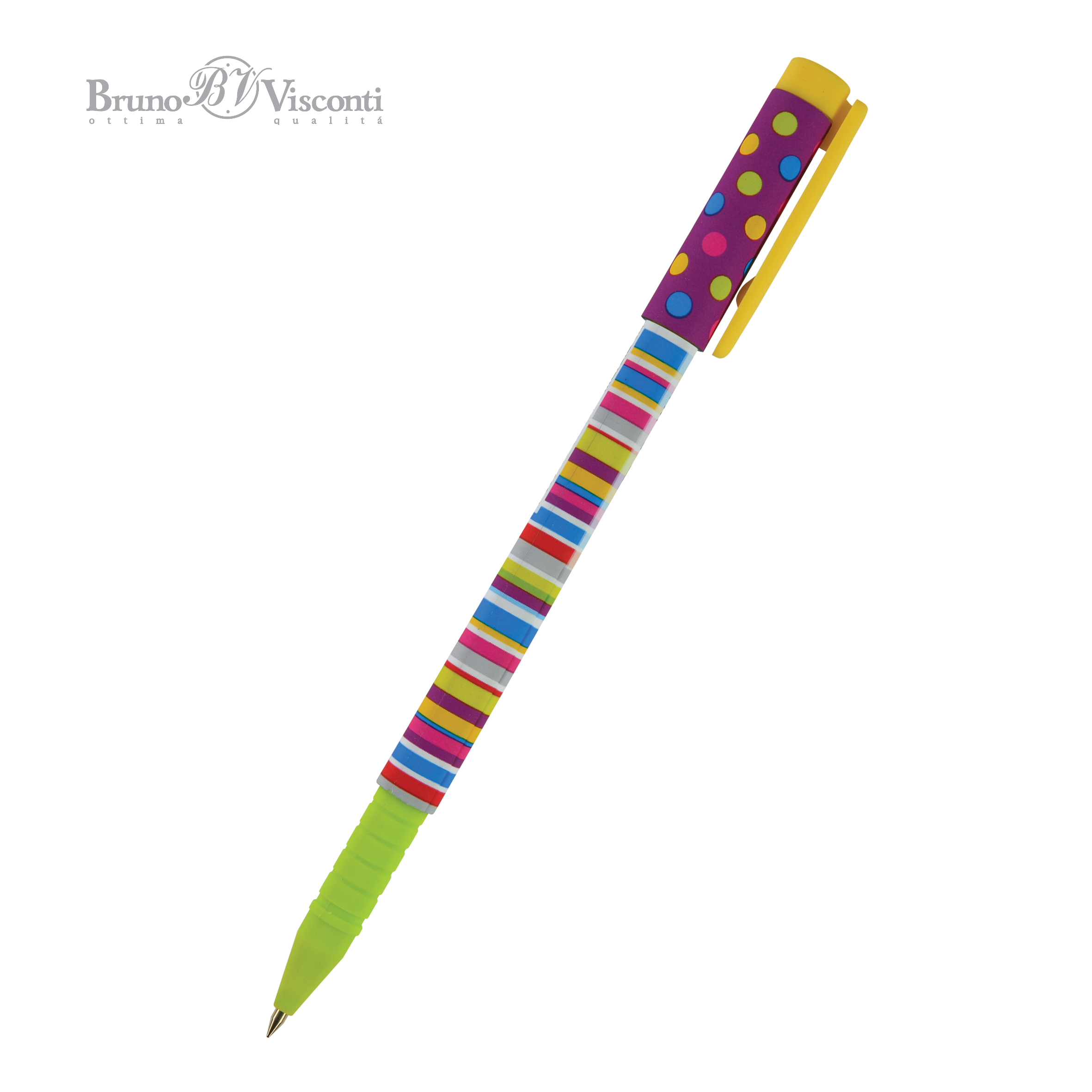 Ручка шариковая синяя BV FunWrite полоски 0.5