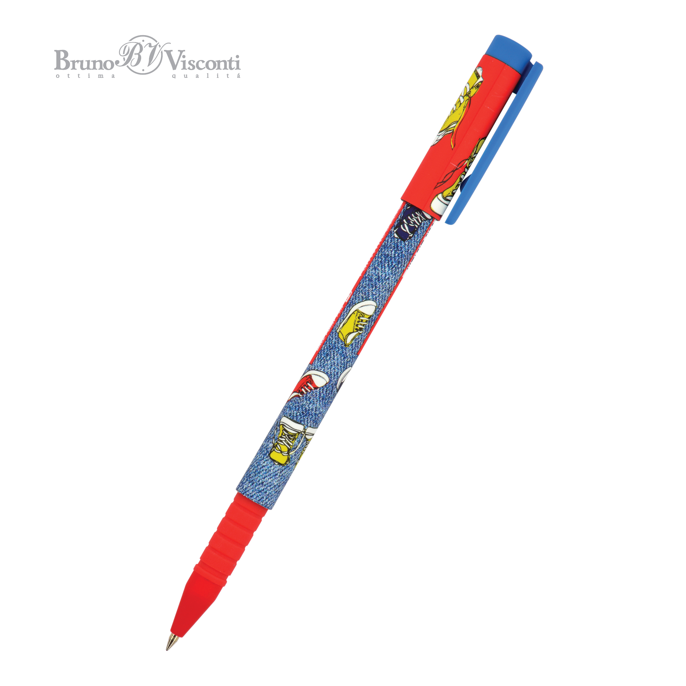 Ручка шариковая синяя BV FunWrite кеды цветные 0,5