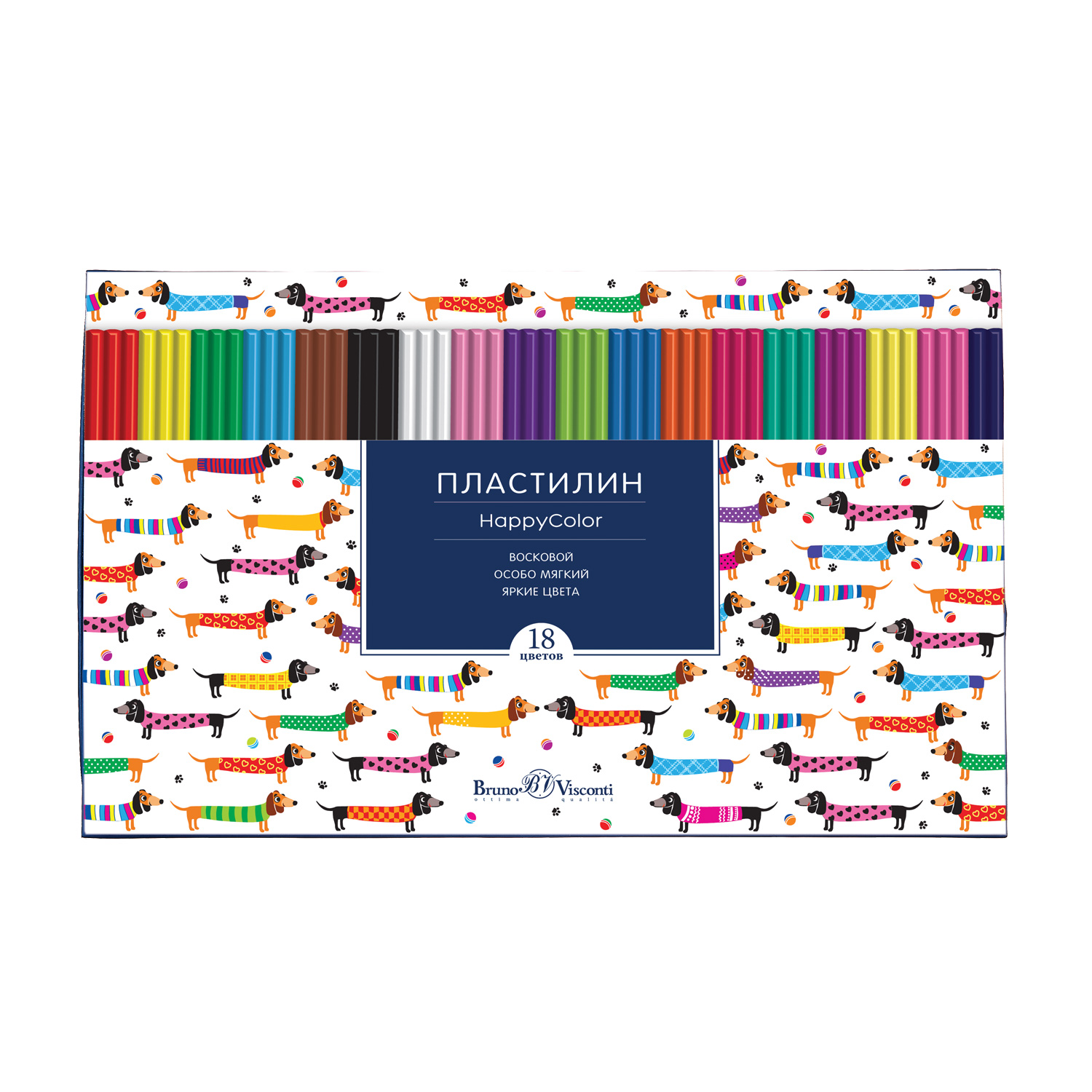 Пластилин 18 цв Bruno Visconti Happy Color Ассорти восковой 375гр