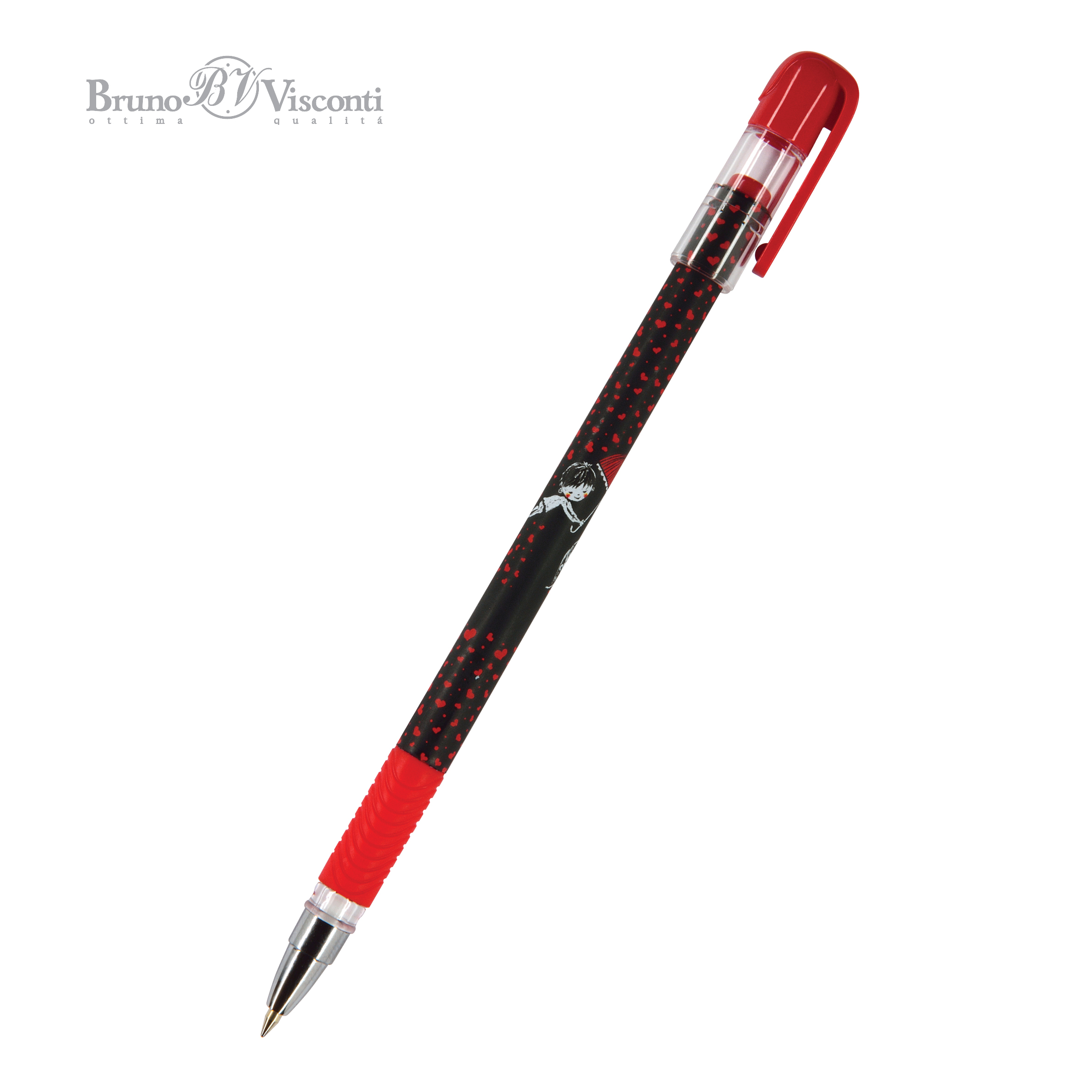 Ручка шариковая синяя BV MagicWrite Романтика 0.5мм принт