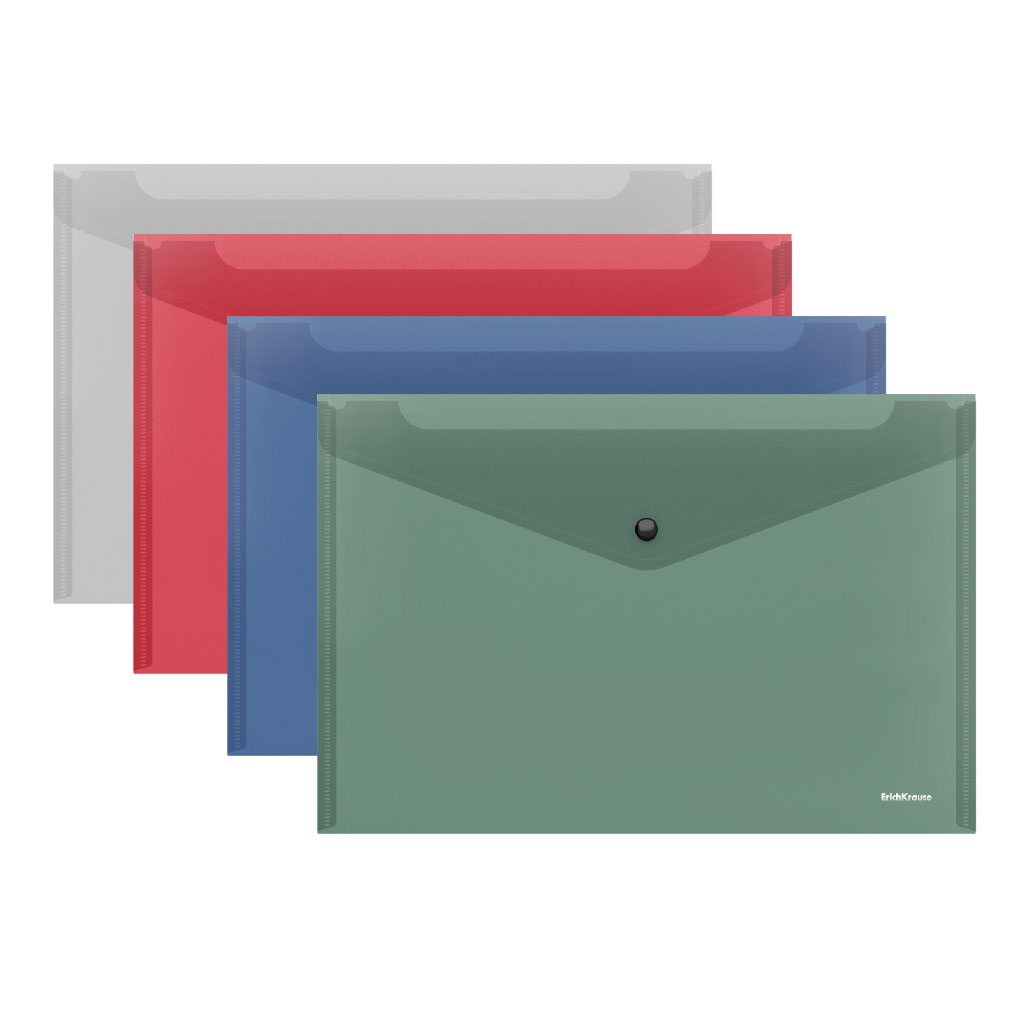 Папка-конверт А4 на кнопке EK Glossy Classic, полупрозрачная