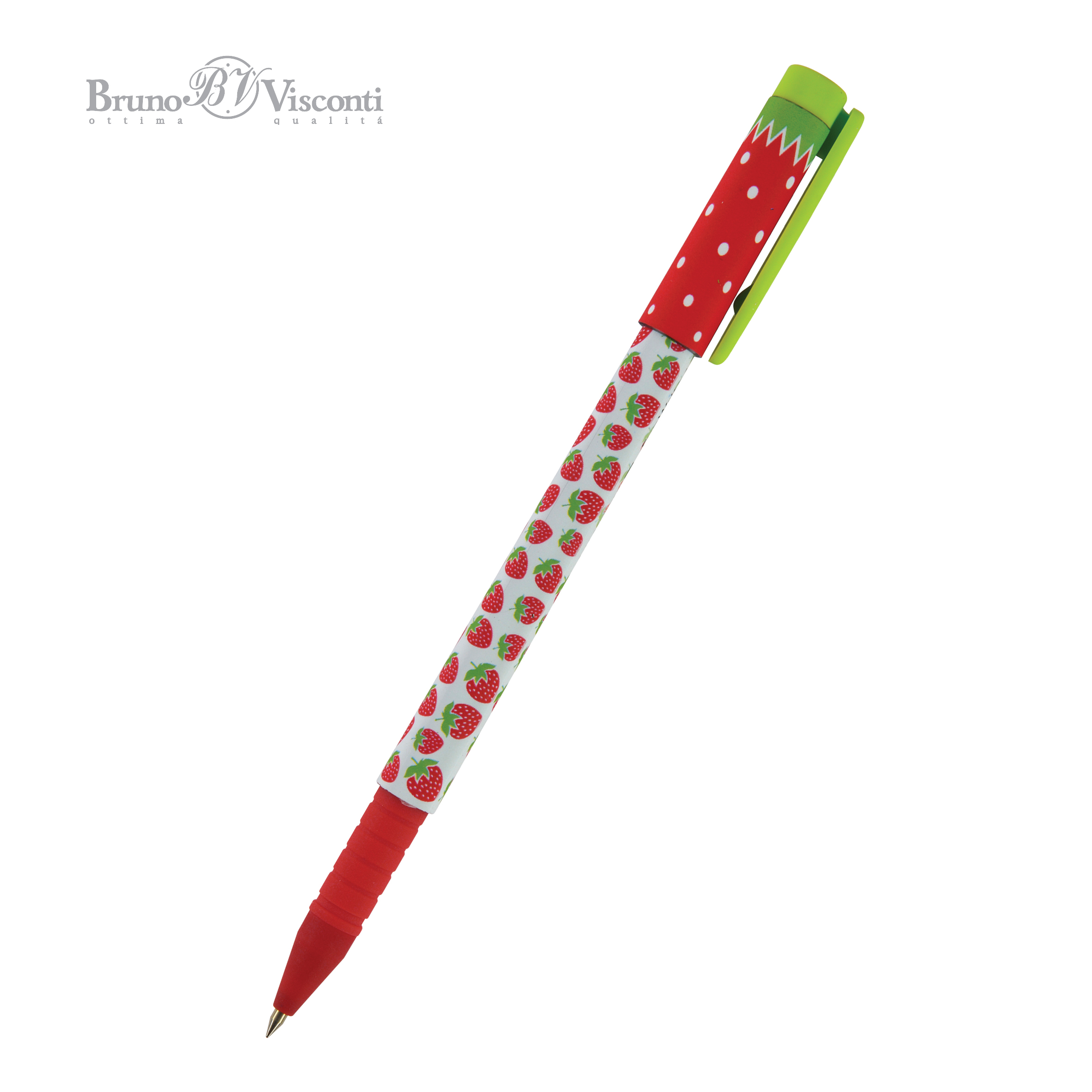 Ручка шариковая синяя BV FunWrite Клубнички  0.5
