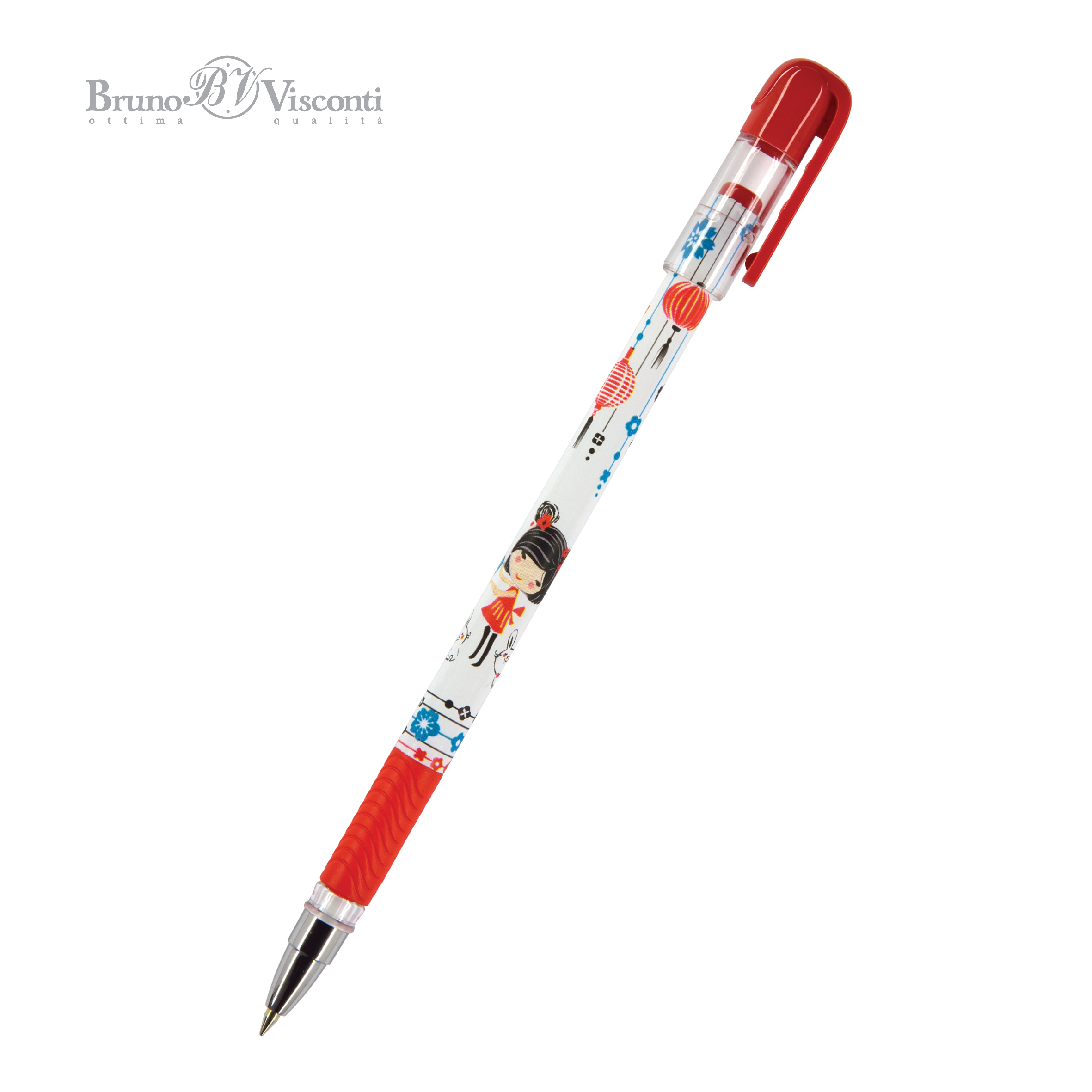 Ручка шариковая синяя BV MagicWrite Девочка с зайчиком 0.5