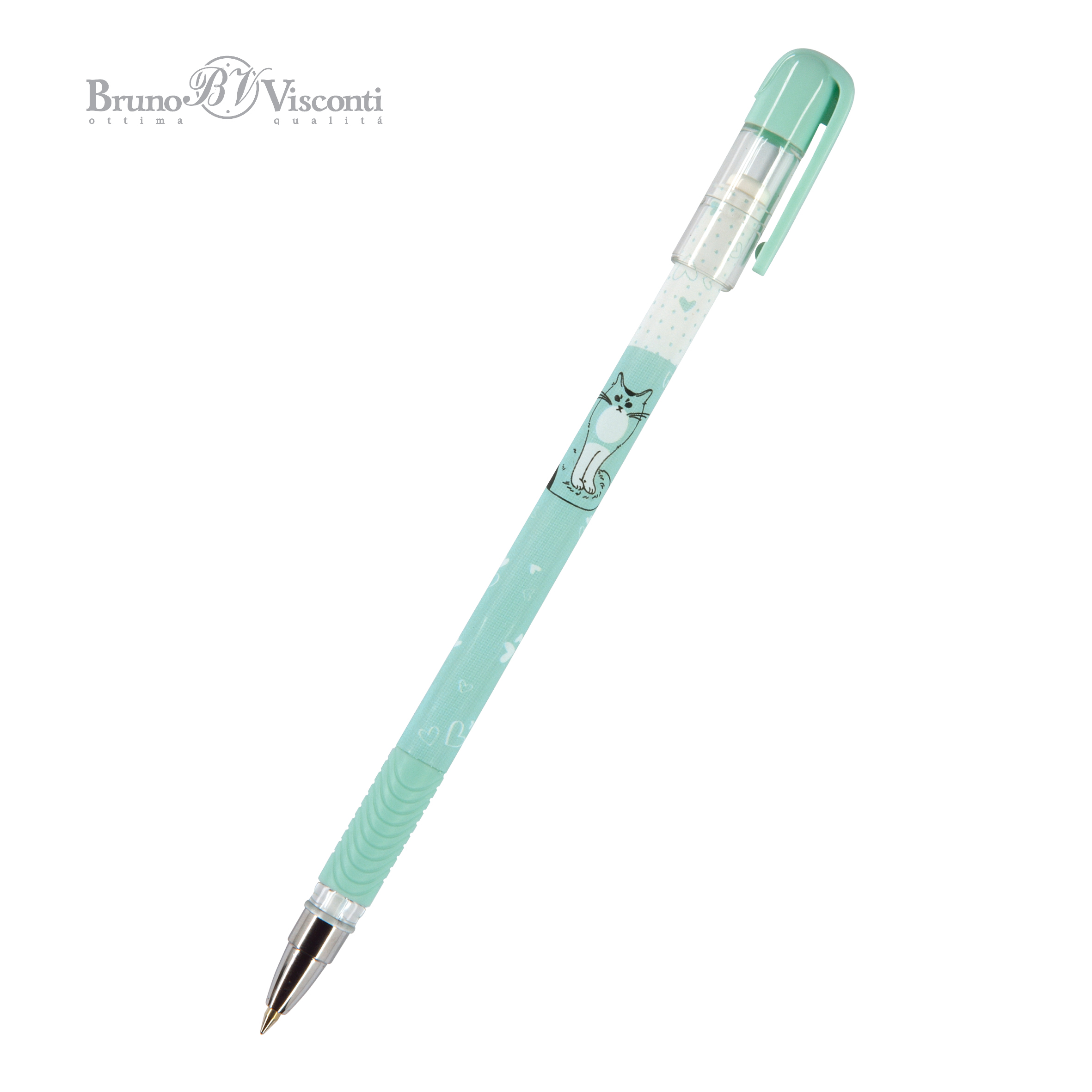 Ручка шариковая синяя BV MagicWrite Пушистая кошка 0.5мм