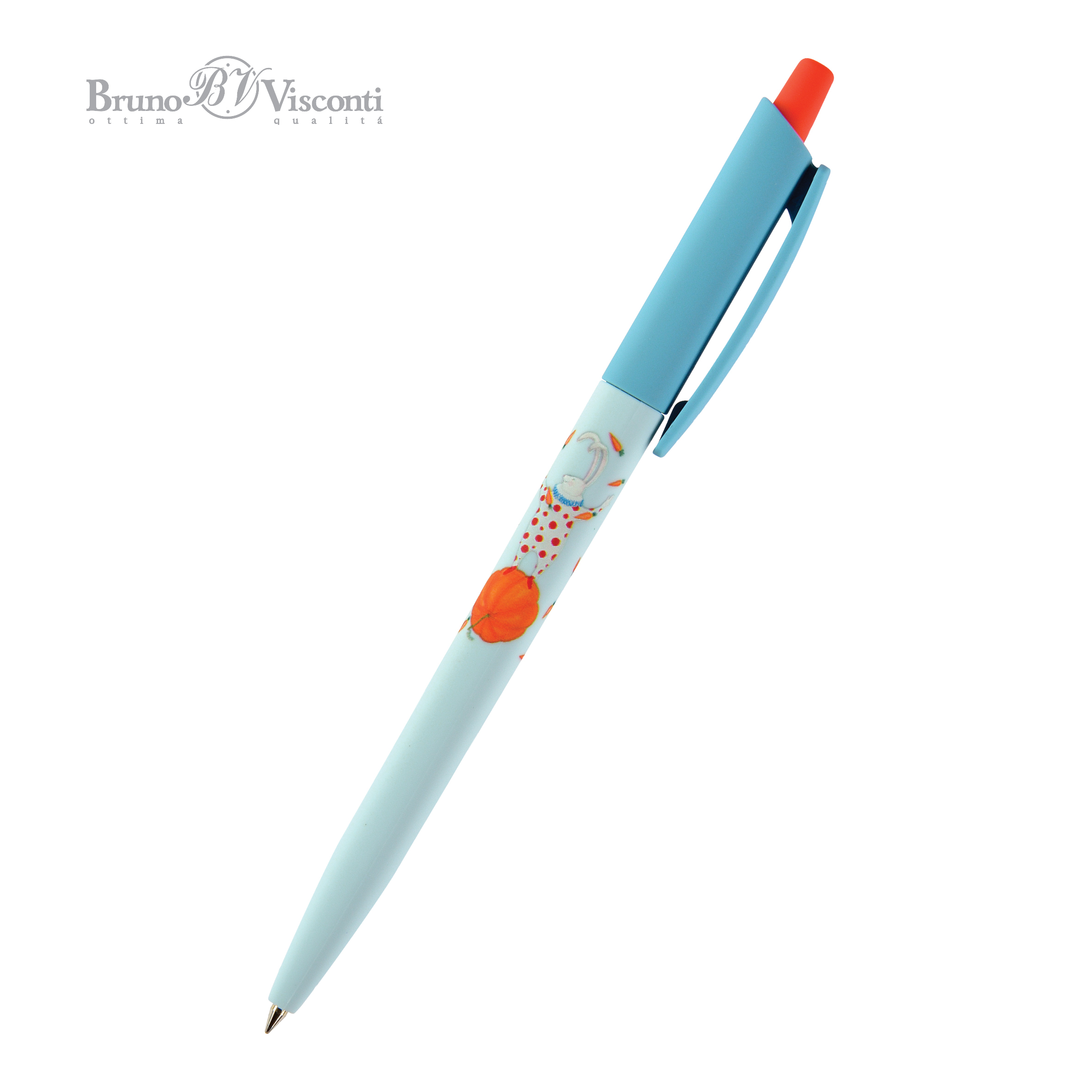 Ручка шариковая синяя BV HappyClick Зайка-Жонглер 0.5