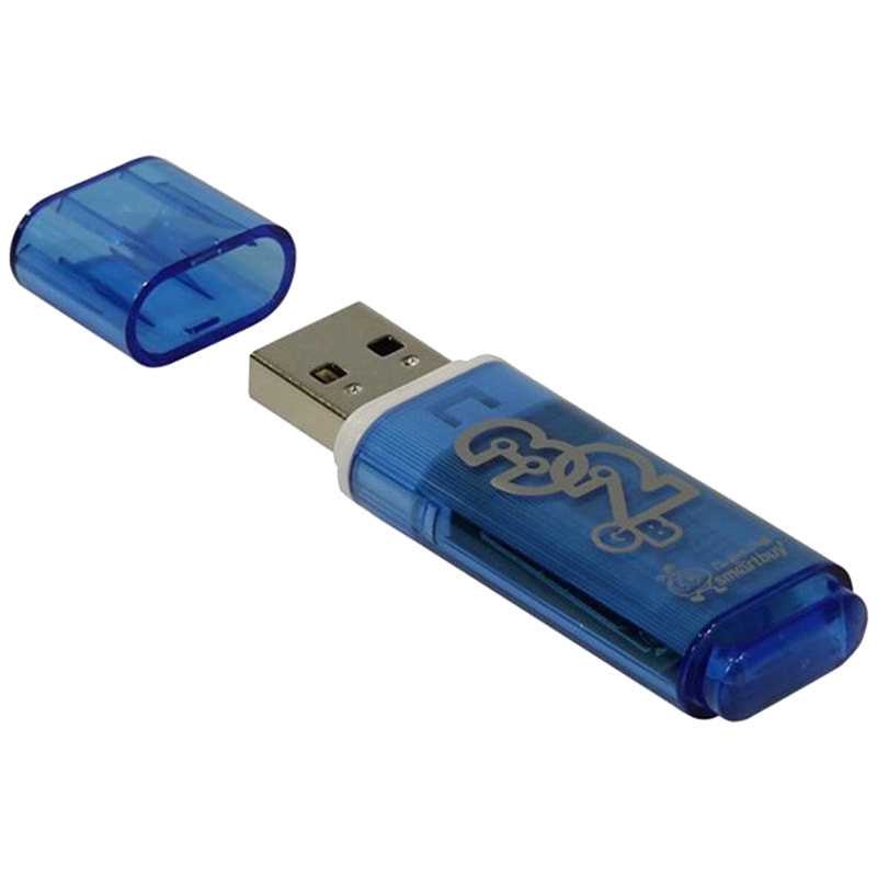 Флэш-карта USB 32GB 2.0 Smart Buy Glossy голубой