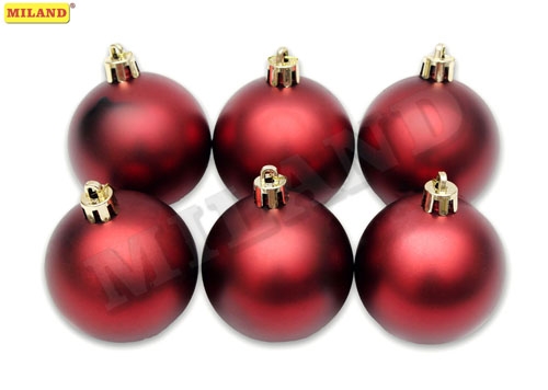 НГ Шары 6шт/уп 6см пластик бордо матовые пл/уп