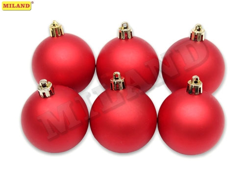 НГ Шары 6шт/уп 6см пластик красный матовые пл/уп